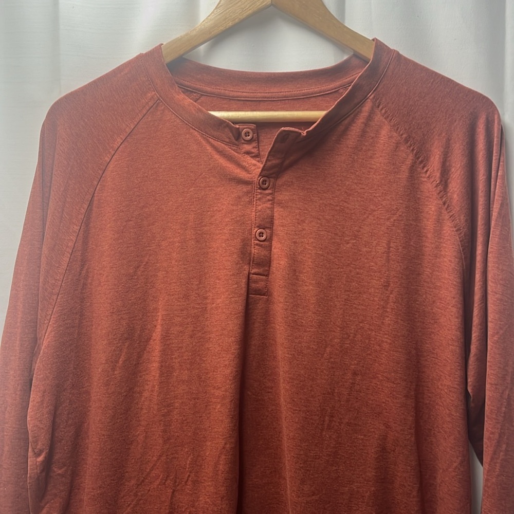 01. ALGO Orange Performance‎ Henley Shirt UV SPF 40- L - Picture 2 of 4